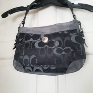 Coach Chelsea Optic Signature Gray & Black Handbag Gray Suede edges